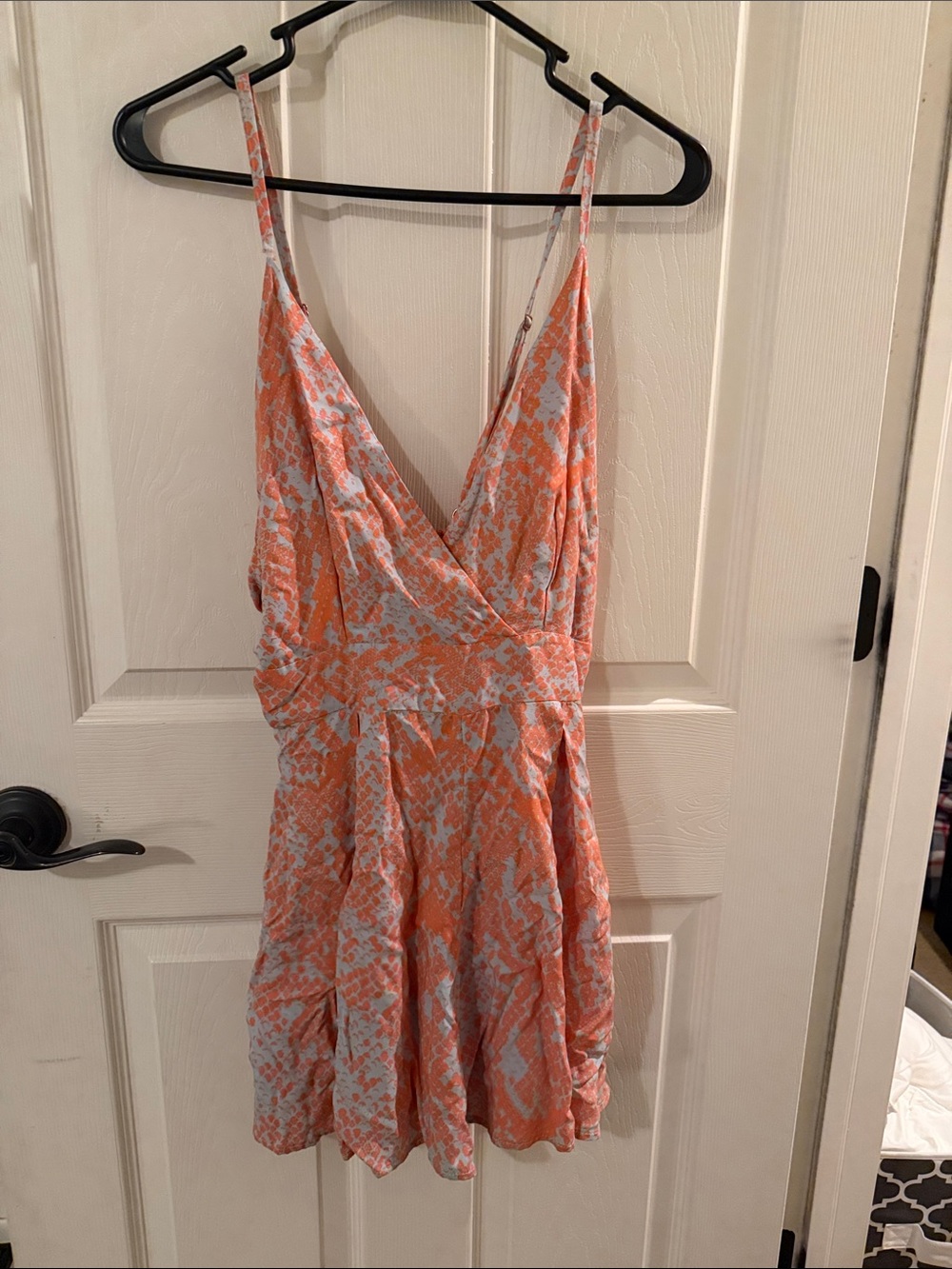 Maaji Orange and White Printed Spaghetti-Strap Romper